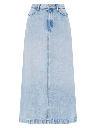 7 For All Mankind Denim Midi Skirt In Abyss