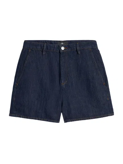 7 For All Mankind Women's Denim Trouser Shorts In Pink