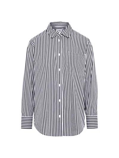 7 For All Mankind Women's Everyday Striped Button-up Shirt In Black White Stripe