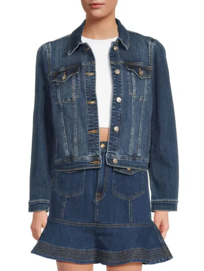 7 For All Mankind Women's Faded Denim Jacket In Lapis