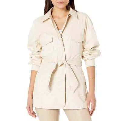 Pre-owned 7 For All Mankind Women's Faux Leather Balloon Jacket Antique White, Us Sm (4-6) In Beige