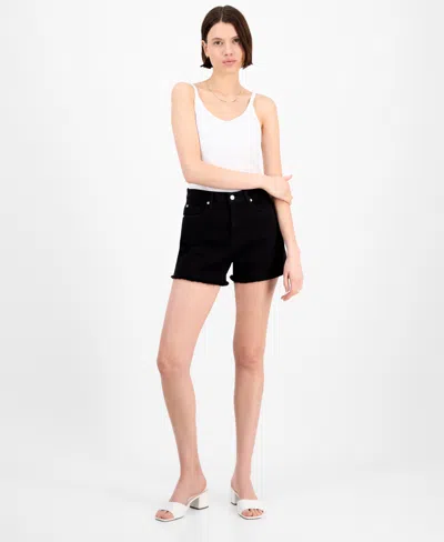 7 For All Mankind Women's High-rise Frayed Denim Shorts In Blackfray
