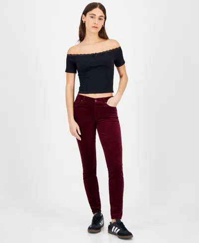 7 For All Mankind Women's High-rise Skinny Corduroy Pants In Cabernet