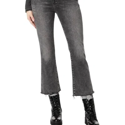 7 For All Mankind Women's High Waist Slim Kick Jeans With Distress Hem In Black