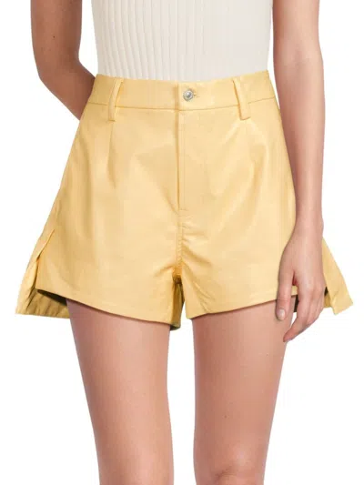 7 For All Mankind Women's Jojoba Faux Leather Shorts In Jojoba Yellow