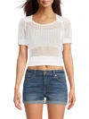 7 For All Mankind Women's Knit Short-sleeve Sweater In Off White