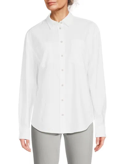 7 For All Mankind Women's Linen Blend Shirt In Optic White