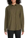 7 For All Mankind Women's Linen Blend Shirt In Soft Olive