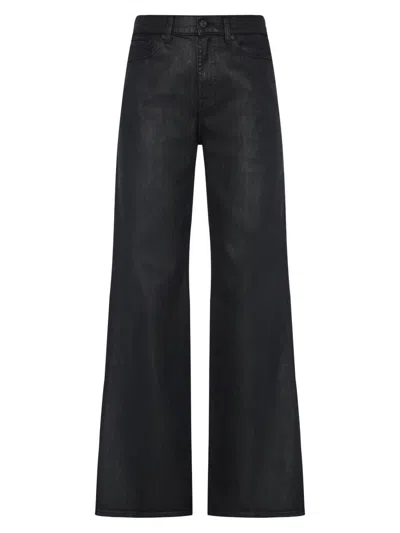 7 For All Mankind Women's Lotta Wide-leg Coated Jeans In Black