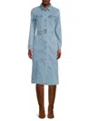 7 For All Mankind Women's Luxe Denim Midi Shirtdress In Visalia