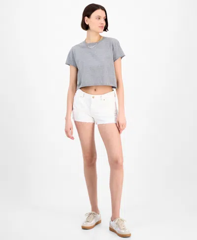 7 For All Mankind Women's Mid-rise Cut-off Denim Shorts In Cleanwht