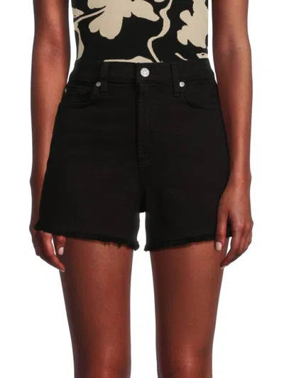 7 For All Mankind Women's Mid Rise Denim Shorts In Black
