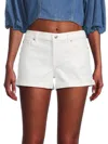 7 For All Mankind Low-rise Stretch Denim Rolled Shorts In White