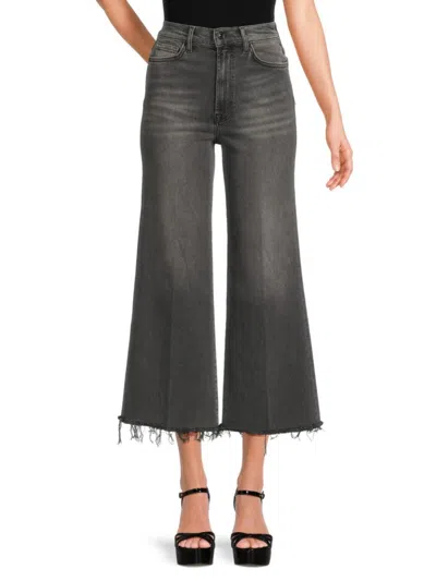 7 For All Mankind Women's Mid Rise Wide Leg Cropped Jeans In Grey