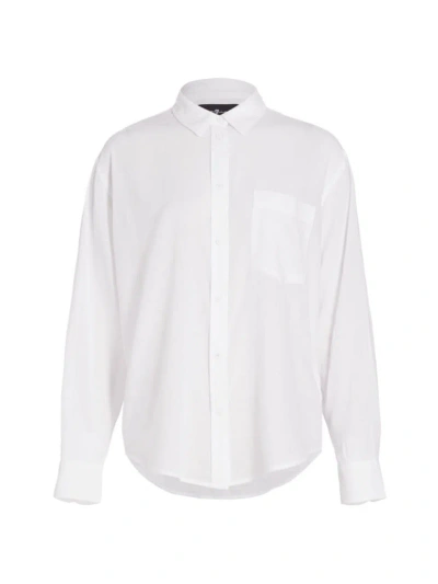 7 For All Mankind Women's Pima Cotton Voile Shirt In White