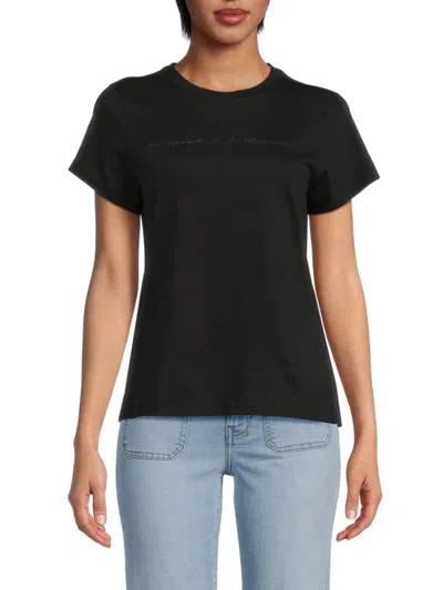 7 FOR ALL MANKIND WOMEN'S RHINESTONE LOGO COTTON T-SHIRT