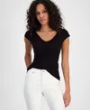 7 For All Mankind Women's Rib-knit Top In Black