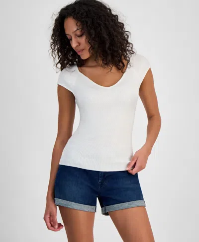 7 For All Mankind Women's Rib-knit Top In Optic Whit