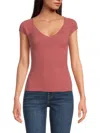 7 For All Mankind Women's Ribbed Top In Berry