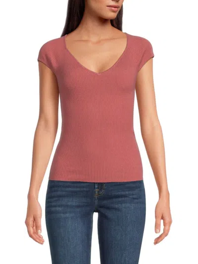 7 For All Mankind Women's Ribbed Top In Berry