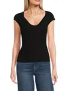 7 For All Mankind Women's Ribbed Top In Black