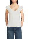 7 For All Mankind Women's Ribbed Top In Optic White
