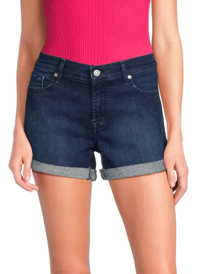 7 For All Mankind Babies' Women's Rolled Hem Denim Shorts In Kaia