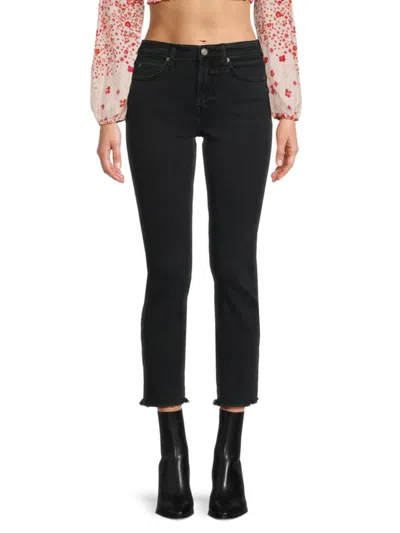 7 For All Mankind Women's Roxanne Low Rise Cropped Jeans In Black