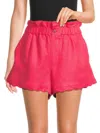 7 For All Mankind Paperbag Tailored Linen-blend Short In Pink