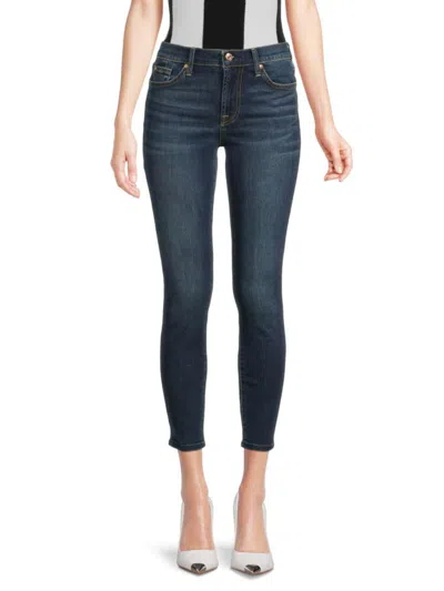 7 For All Mankind Women's Skinny Low Rise Cropped Skinny Jeans In Blue