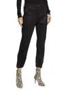 7 For All Mankind Women's Slim Coated Denim Joggers In Coated Black