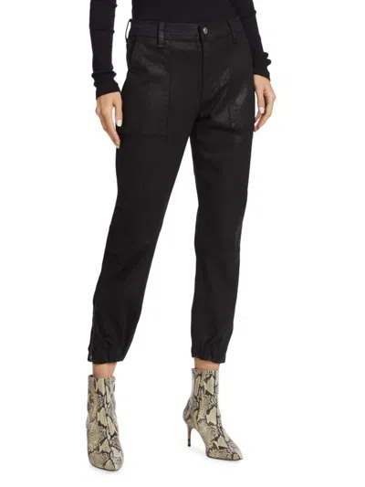 7 For All Mankind Women's Slim Coated Denim Joggers In Coated Black