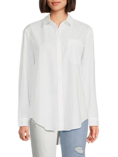 7 For All Mankind Women's Solid Long Sleeve Shirt In Optic White