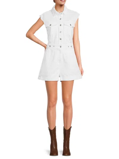 7 For All Mankind Women's Solid Rompers In Brilliant White