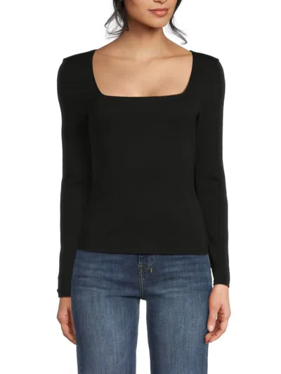 7 For All Mankind Women's Solid Squareneck Top In Black