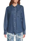 7 For All Mankind Women's Squiggle Denim Shirt In Medium Indigo