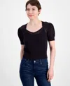 7 For All Mankind Open Knit Sweater In Nylon Black