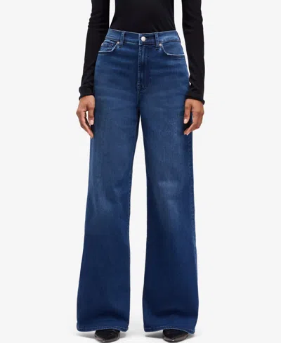 7 For All Mankind Slim Illusion Ultra High Rise Jeans In Crater In Blue