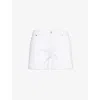 7 FOR ALL MANKIND 7 FOR ALL MANKIND WOMEN'S WHITE ROLLED-HEM MID-RISE STRETCH-DENIM BLEND SHORTS