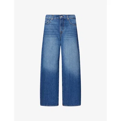 7 For All Mankind Womens Darkwind Bonnie Barrel-leg Denim Jeans In Blue