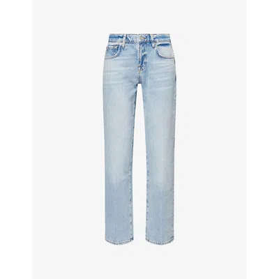 7 FOR ALL MANKIND WOMENS 7 FOR ALL MANKIND CALIE STRAIGHT-LEG LOW-RISE DENIM JEANS