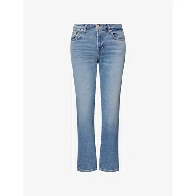 7 For All Mankind Womens Aquashade Calie Straight-leg Denim Jeans In Blue