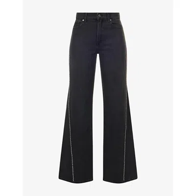 7 For All Mankind Womens  Lotta Flared Cotton Denim Blend Jeans In Nocturne