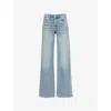 7 For All Mankind Womens Amuse Me Lotta Flared Straight-leg Mid-rise Stretch-denim Blend Jeans In Amuse Me