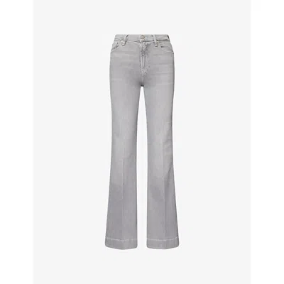 7 For All Mankind Womens Silver Wash Modern Dojo Flared Stretch-denim Jeans In Gray