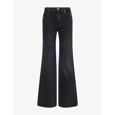 7 For All Mankind Womens  Modern Dojo Flared-leg Denim Jeans In Black