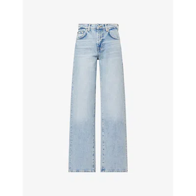 7 FOR ALL MANKIND WOMENS 7 FOR ALL MANKIND TESS STRAIGHT-LEG HIGH-RISE DENIM TROUSERS