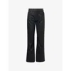 7 For All Mankind Womens Blackcat Tess Wide-leg Coated-denim Trousers In Black
