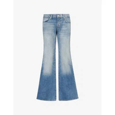 7 For All Mankind Womens  Low-rise Flared-leg Cotton Denim Jeans In Brown