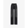 7 For All Mankind Womens Bottomline Jo High-rise Cotton-blend Jeans In Black